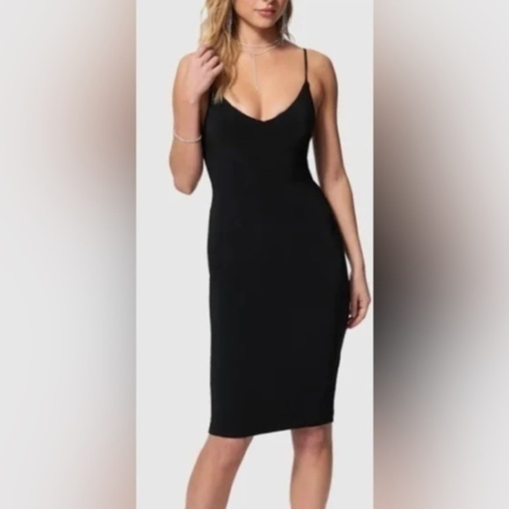 Vintage BEBE Moda Black Bodycon Mini Dress S